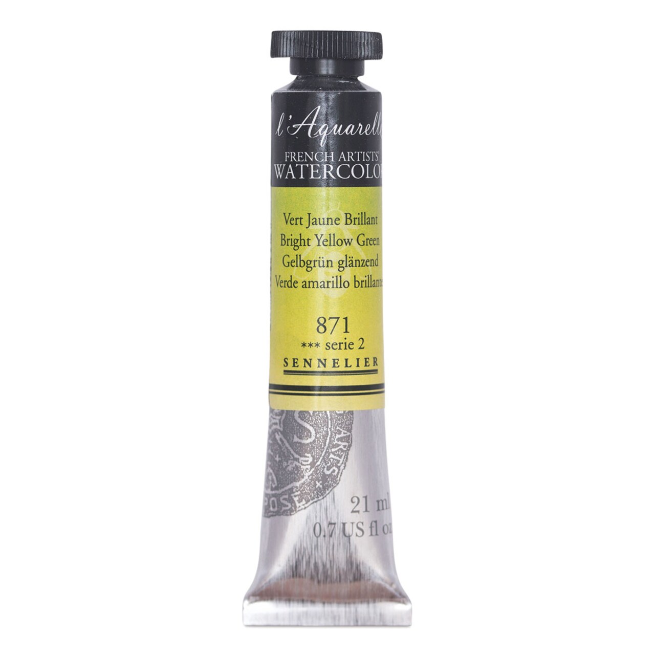Sennelier French Artists' Watercolor - Bright Yellow Green, 21 ml, Tube